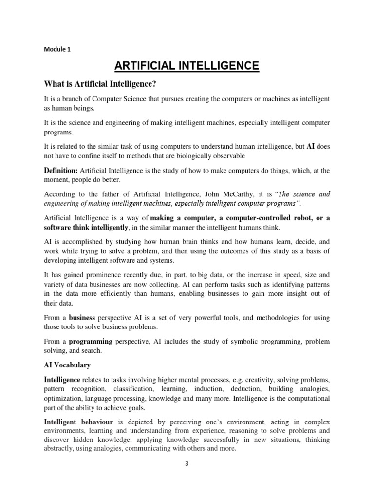 AI Note | PDF | Artificial Intelligence | Intelligence (AI) & Semantics