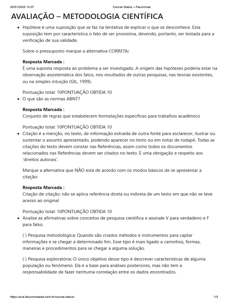 Avaliação de Metodologia Científica | PDF | Método científico | Science