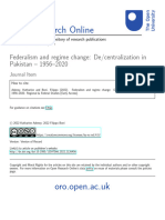 Federalism and Regime Change de Centralization in Pakistan 1956 2020