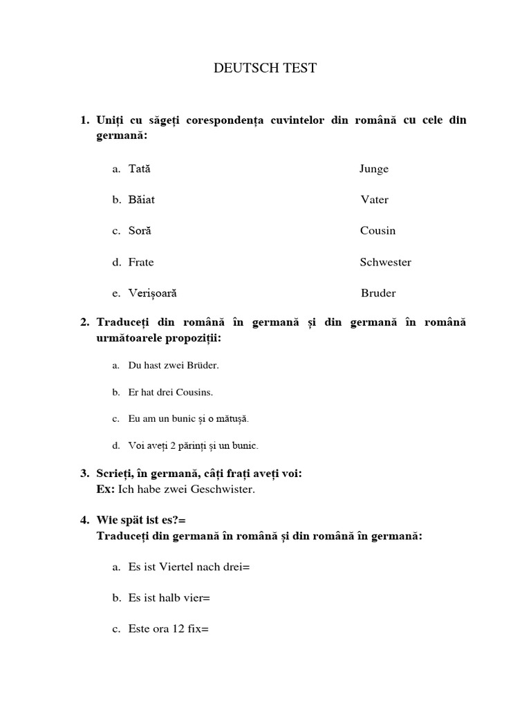 Test Germană | PDF