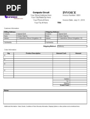 Blank Invoice Ms Word 2003