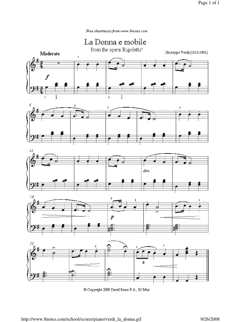 La Donna e Mobile Piano PDF