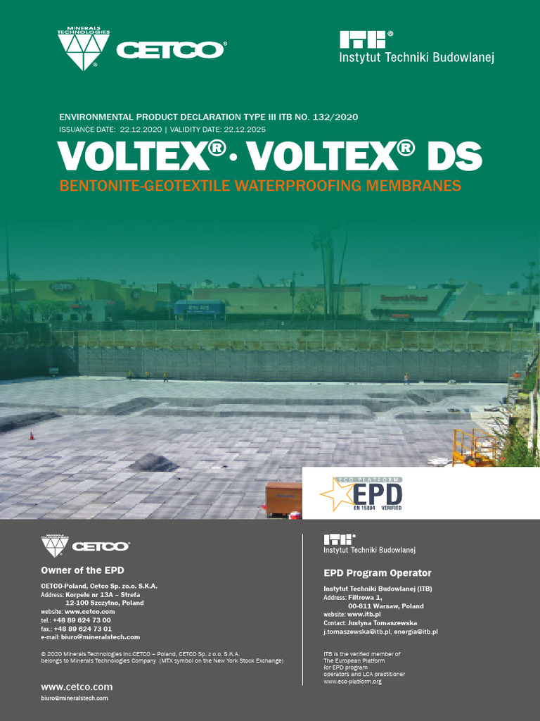 Voltex Membrane Environmental Product Declaration EPD | PDF | Life ...