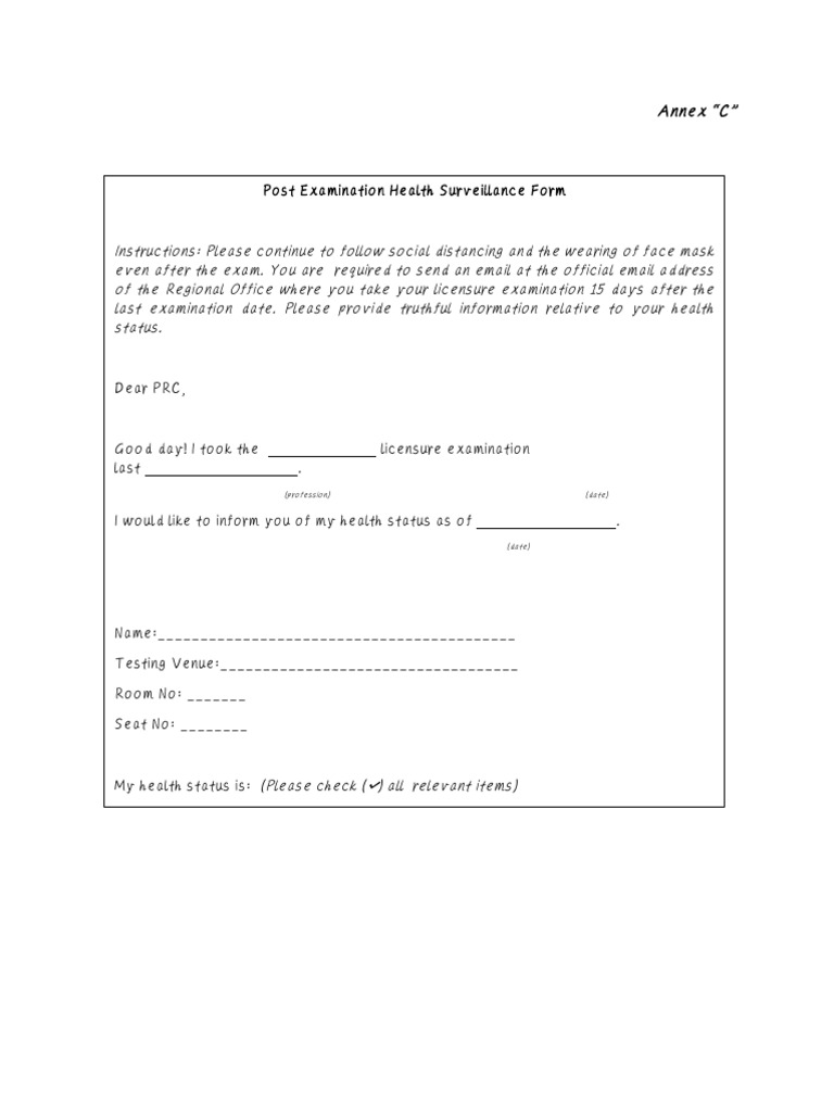Annex c post examination health surveillance form pdf