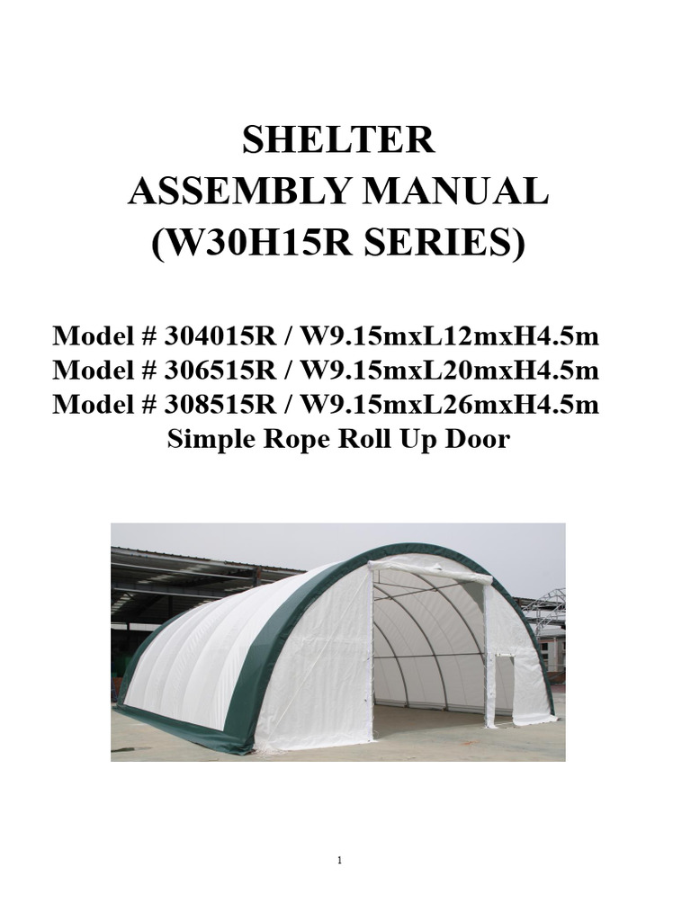 Shelter Assembly Manual (W30H15R SERIES) PDF Door Rope