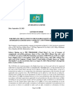 API Holdings - Letter of Offer
