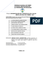 Proyecto de Servicio Social 100 Horas Deteccion de Casos y Seguimiento en Los Cebes Tumbes