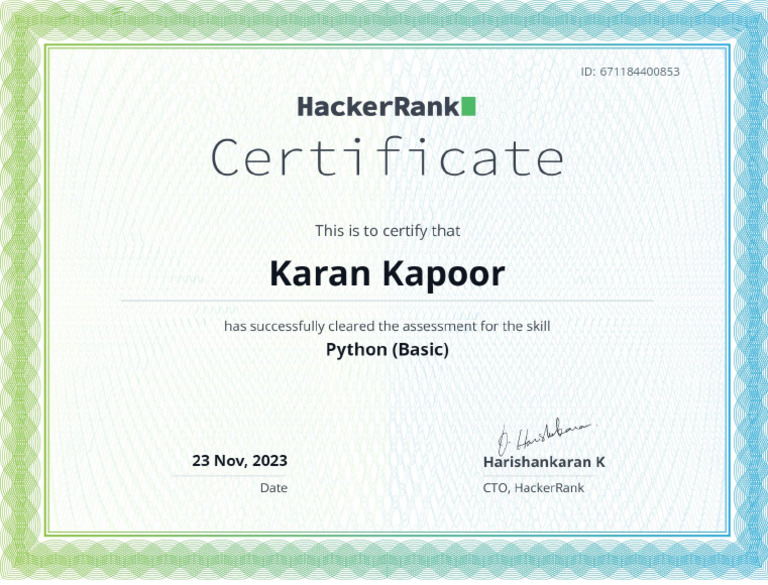 Python Basic Certificate | PDF
