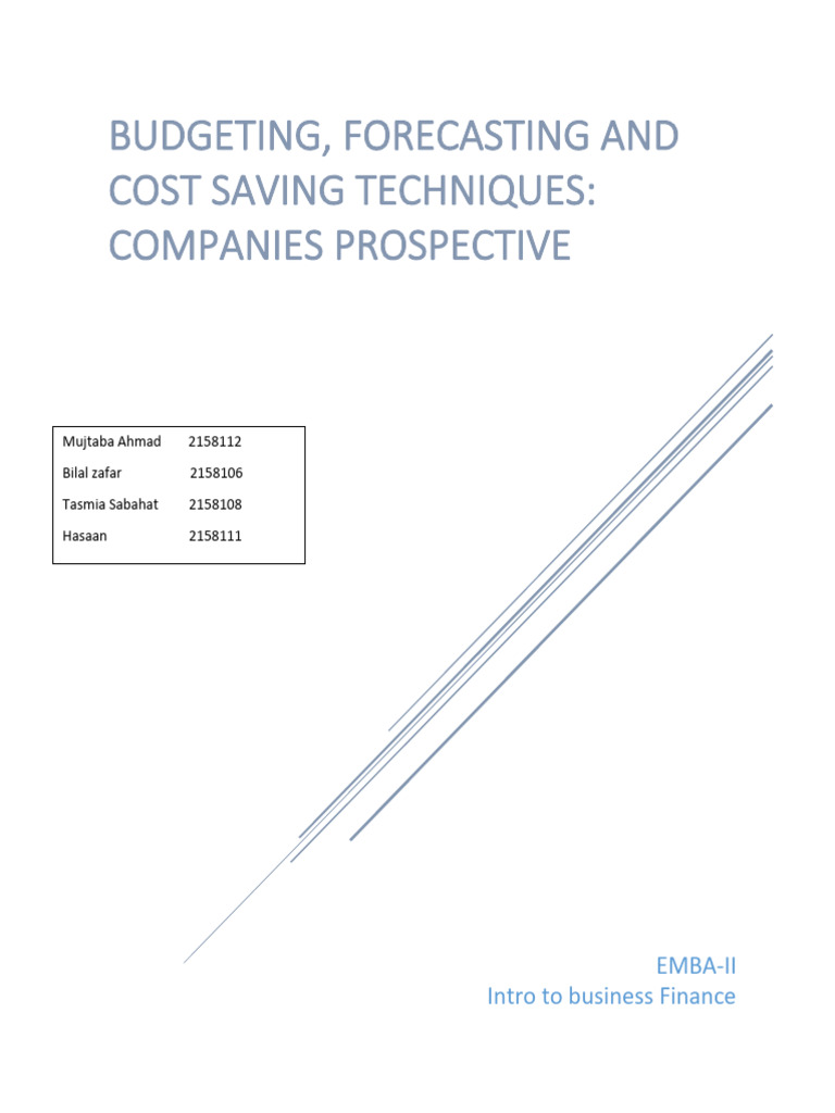 Budgeting, Forecasting and Cost SavingProject draftEMBAII PDF