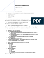 Questionnaire Anesthesiologie, Réa, Urg Et Medecine de Catastrophe