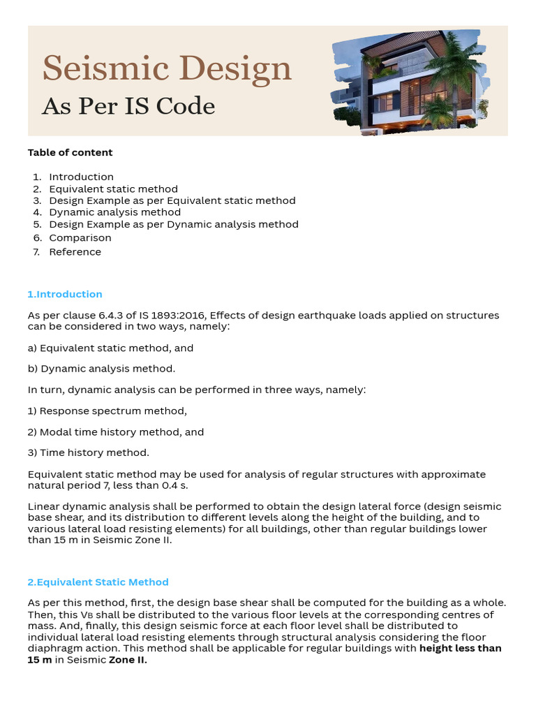 Seismic Design Methods per IS 1893:2016 | PDF | Mechanical Engineering ...