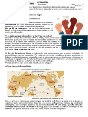 Suporte Geográfico - 6 Atividade Consciência Negra em PDF - modelo II Link