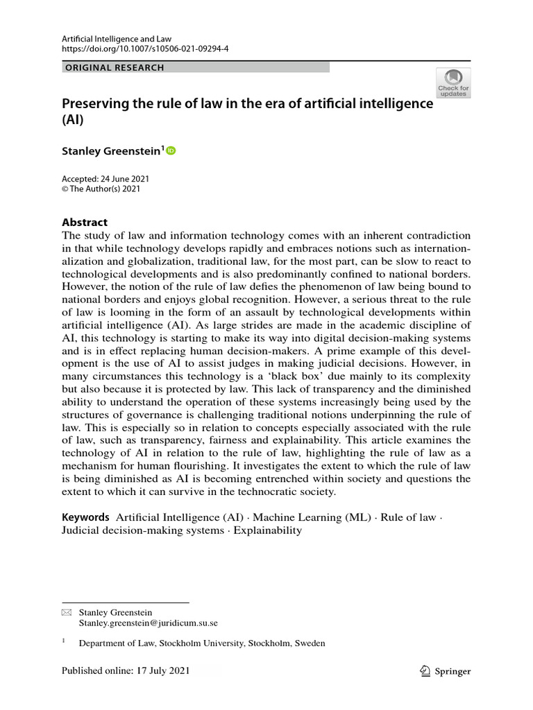 AI's Impact on the Rule of Law | PDF | Artificial Intelligence ...