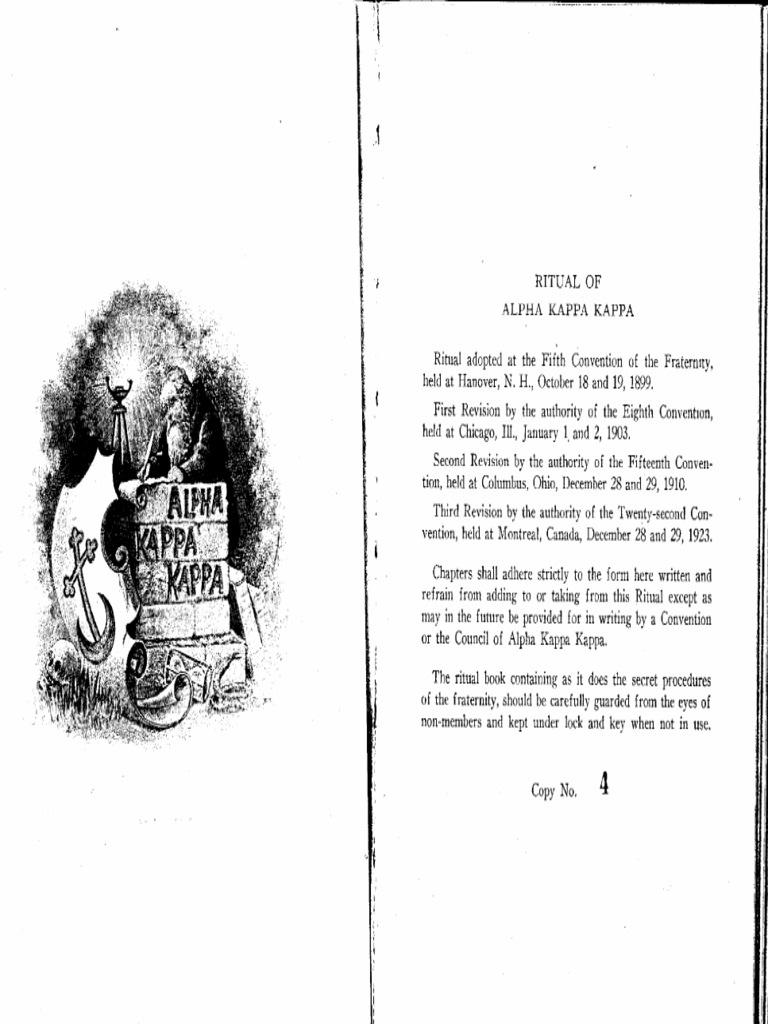 Alpha Kappa Kappa Ritual | PDF