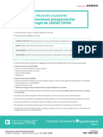 Instrucciones Preoperatorias. Cirugía de LENSECTOMIA