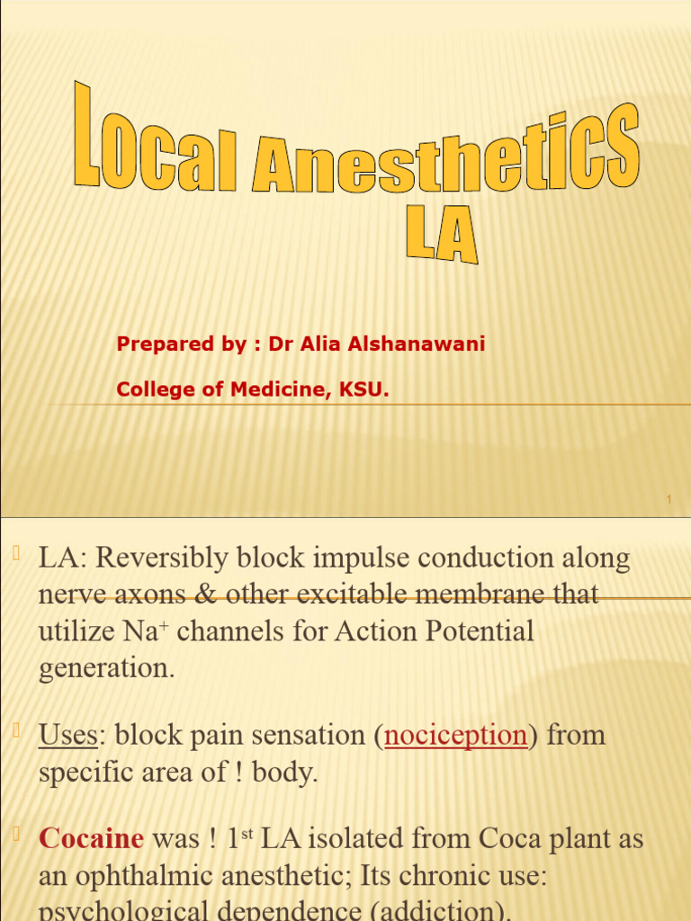 Local Anesthetics PDF Clinical Medicine Medical Specialties