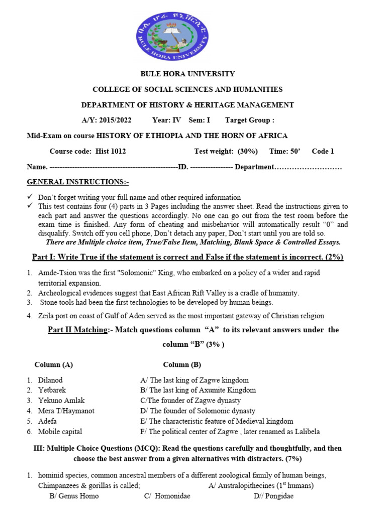 Mid Exam Common Pdf Homo Human