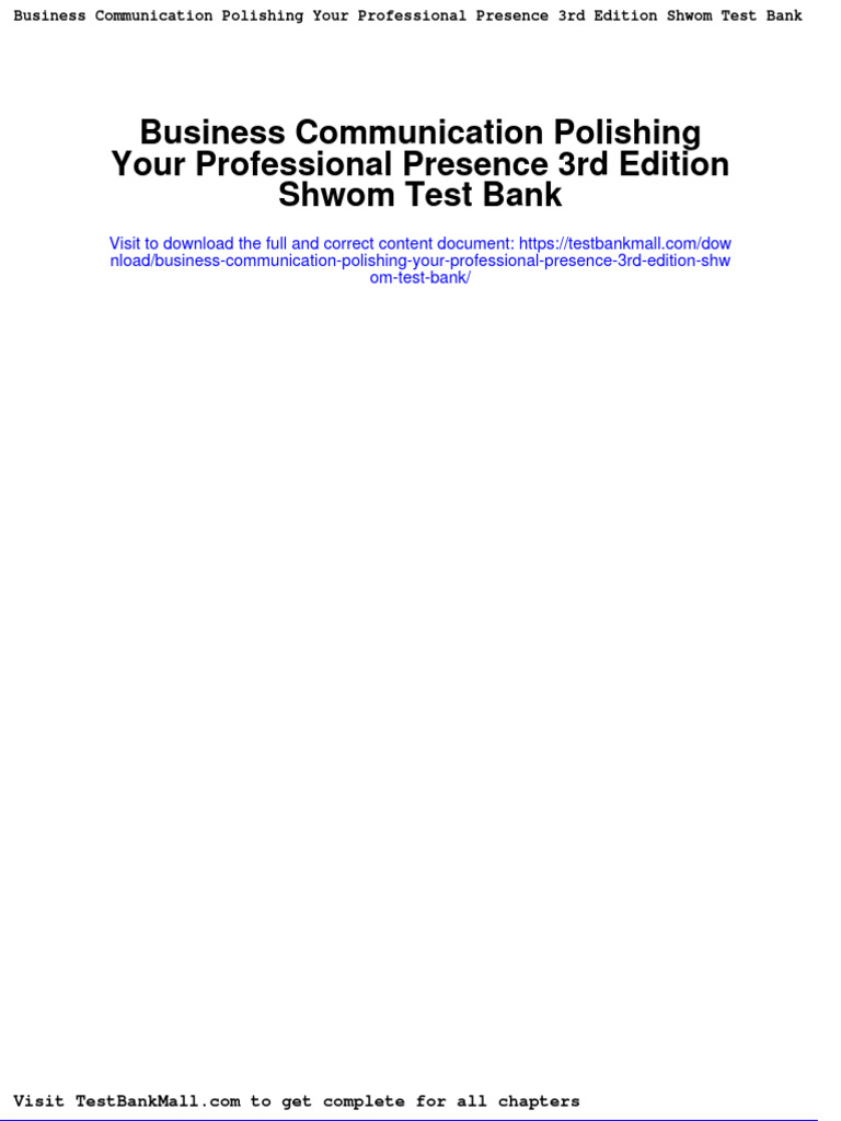 BUSINESS COMMUNICATION POLISHING YOUR PROFESSIONAL PRESENCE 4TH EDITION PDF FREE visual data 2