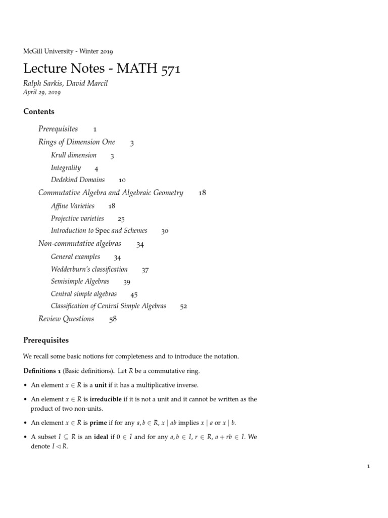 LectureNotes Math5713 PDF Ring (Mathematics) Field (Mathematics)