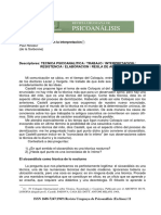 Tecnica y No Tecnica en La Interpretacion - Resistencia, Elaboracion, Regla de Abstinencia