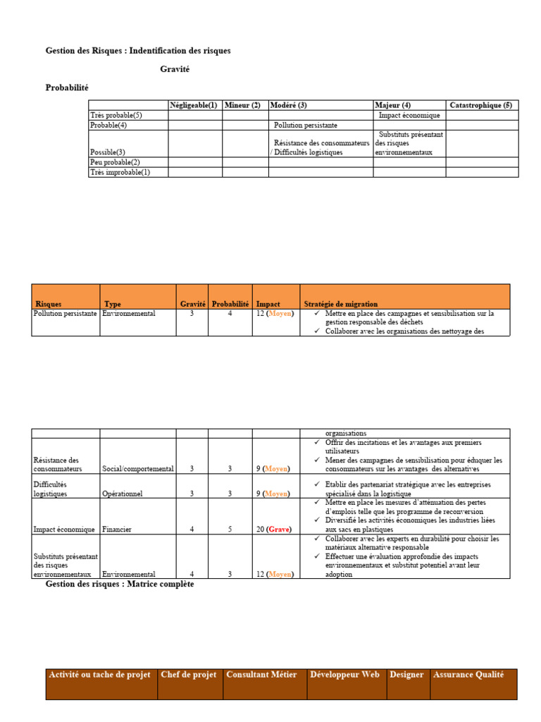 Gestion des Risques : Identification et Stratégies | PDF | Risque ...