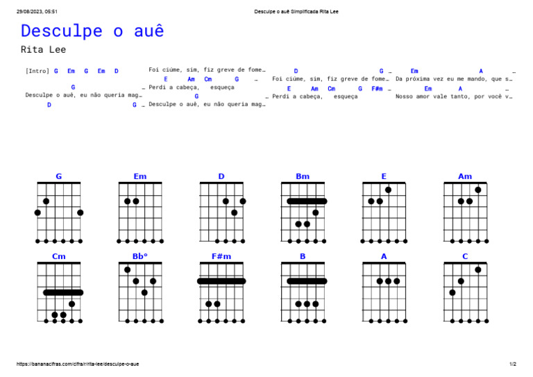 Desculpe o Auê Simplificada Rita Lee | PDF