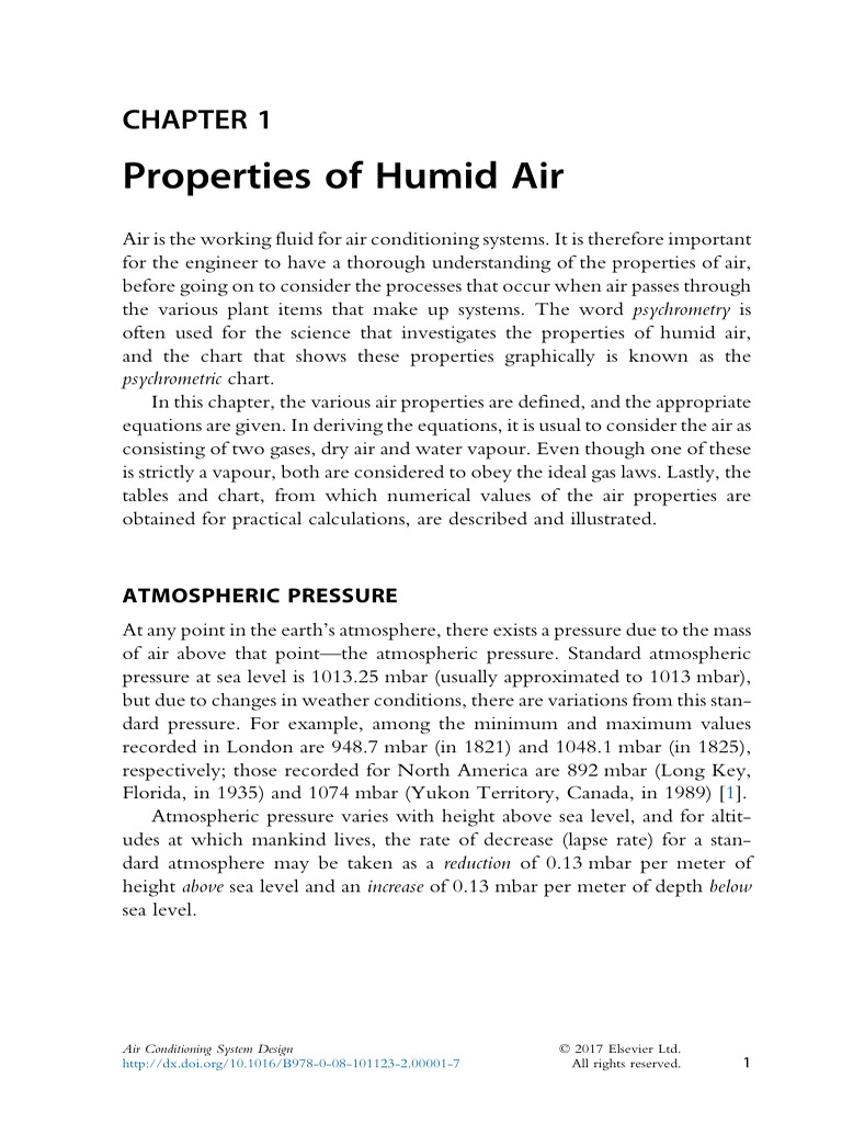 Chapter 1 Properties of Humid Air 2017 Air Conditioning System Design PDF Humidity