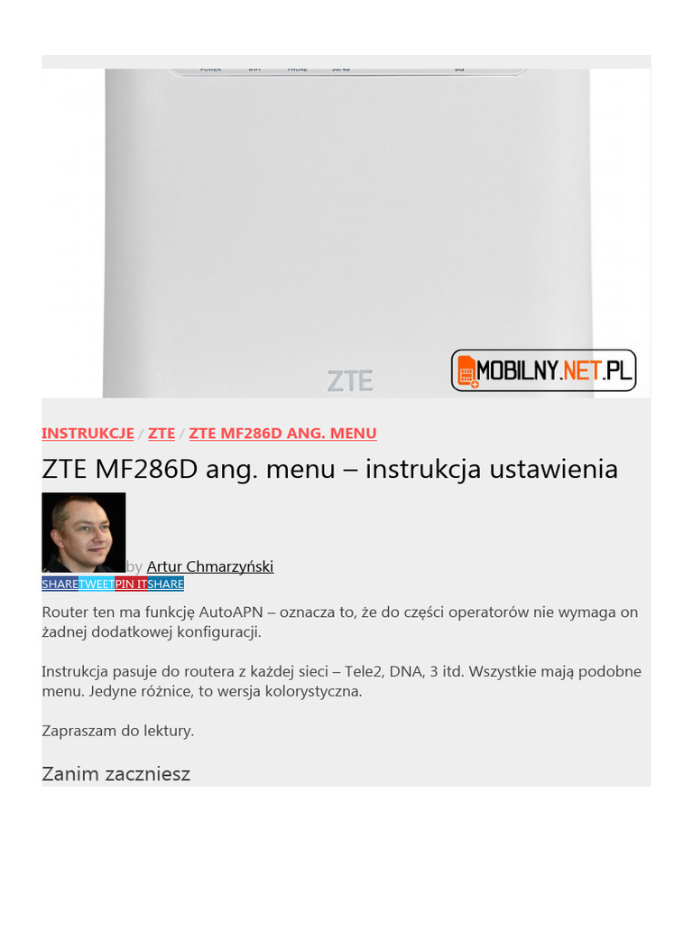 Instrukcja ZTE 286D | PDF