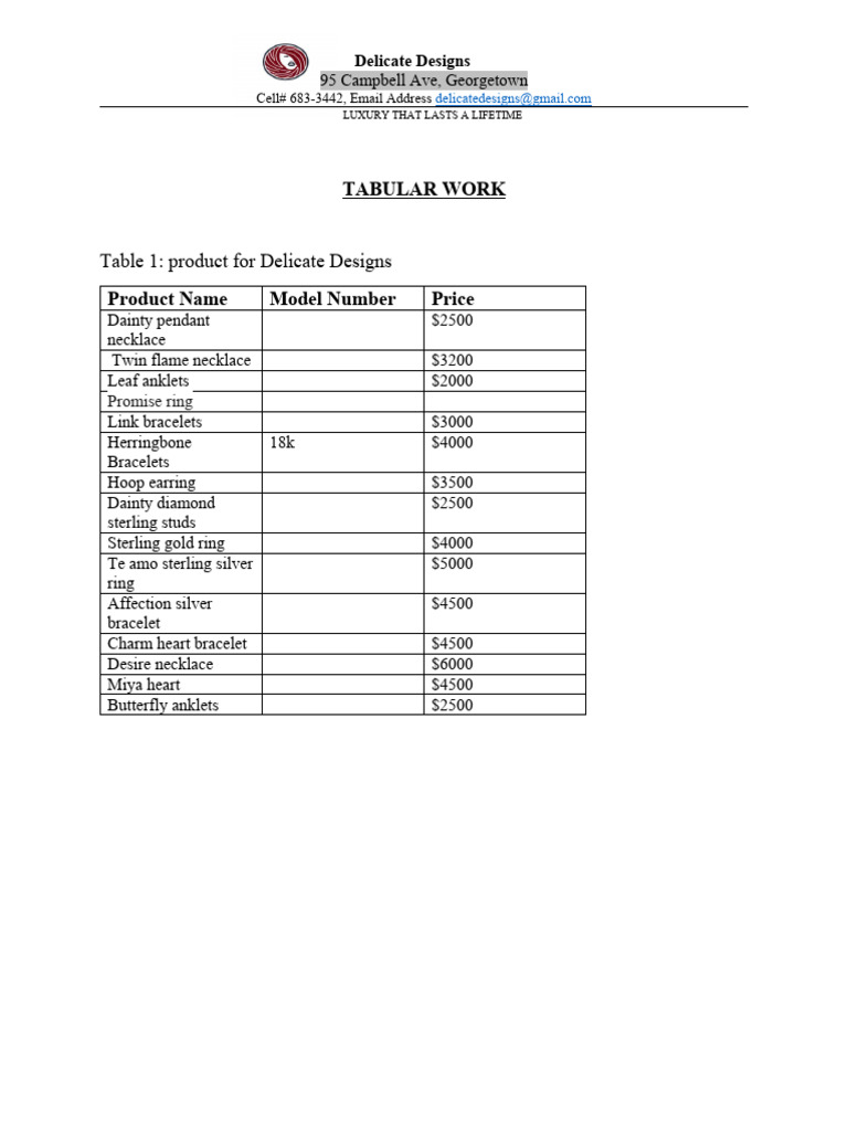 Tabular Work PDF