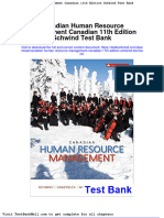 Canadian Human Resource Management Canadian 11th Edition Schwind Test Bank
