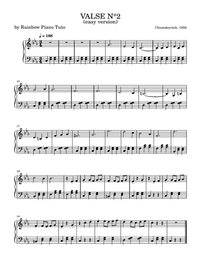 Valse N°2 - Chostakovitch - EASY VERSION - 1956 | PDF
