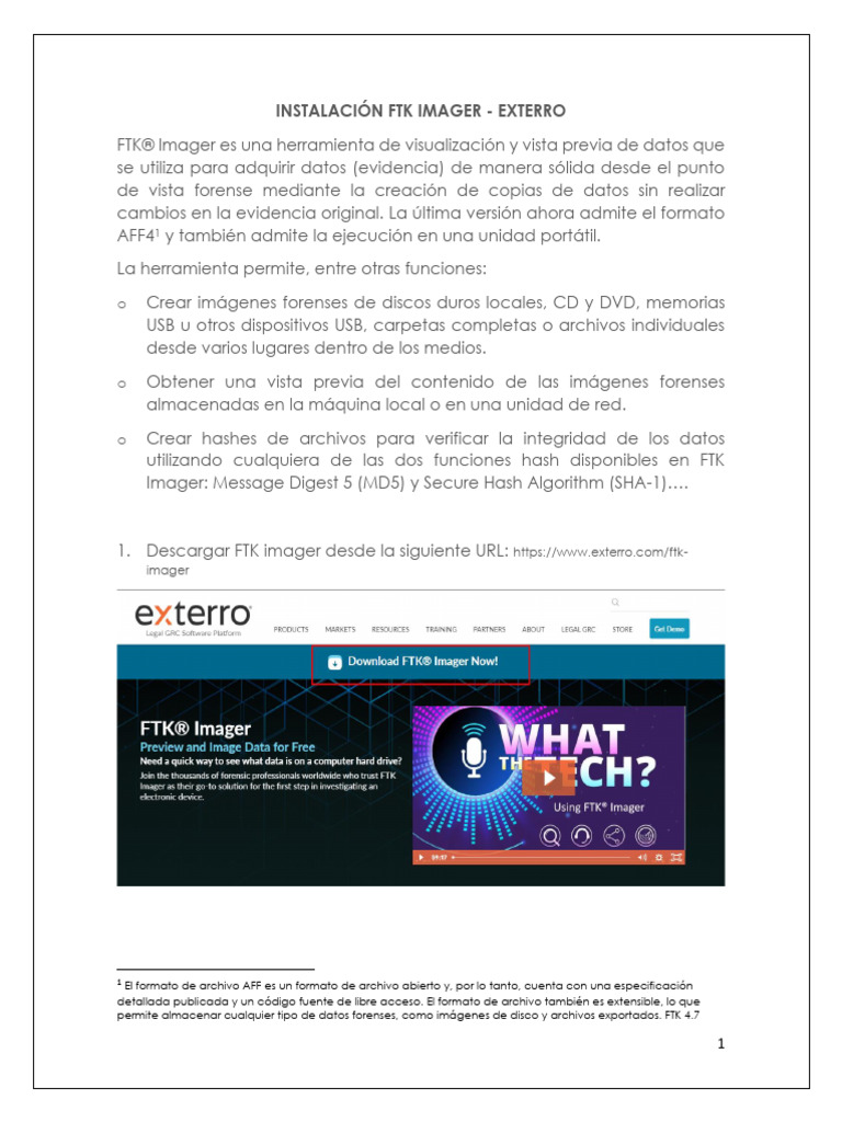 Instalación FTK Imager - Exterro | PDF