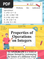 Properties of Integers DEMO 1st Quarter