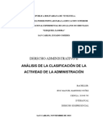 Análisis de La Clasificación de La Actividad de La Administración - Derecho Aministrativo - Modulo Ii