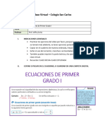 Clase Virtual-Ecuaciones de Primer Grado I-Algebra-1 Secundaria-Colegio San Carlos