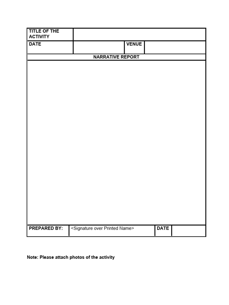 Activity Narrative Report Template | PDF