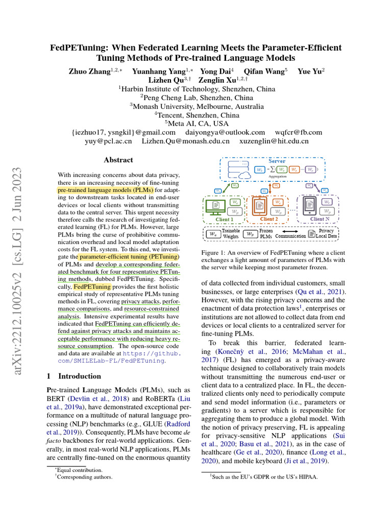 Federated Learning with Efficient PLM Tuning | PDF | Product Lifecycle ...