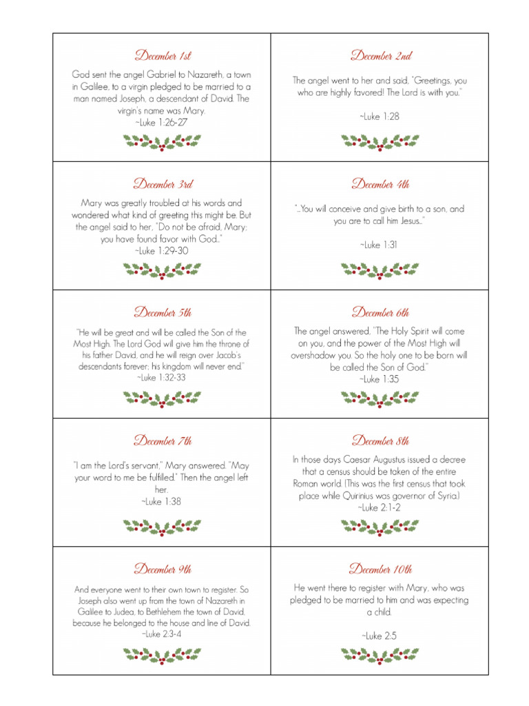 Advent Calendar Verses PDF