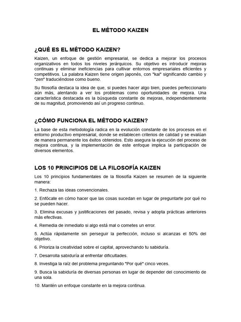 El Método Kaizen | PDF | Business | Economias