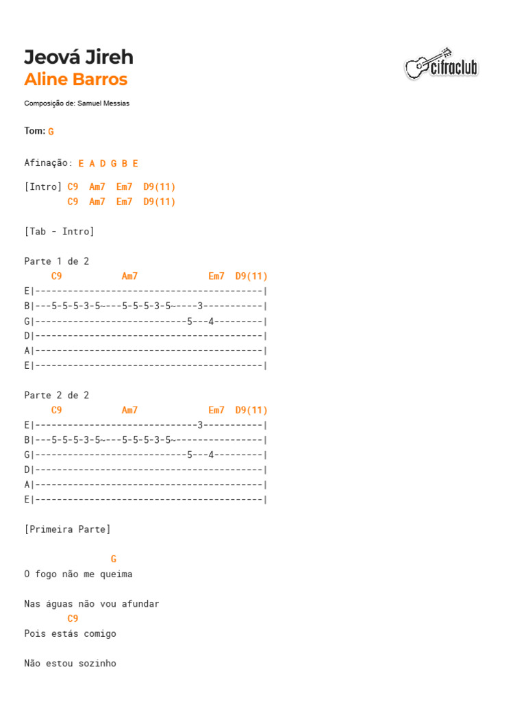 Cifra Club Aline Barros Jeová Jireh Download Grátis Pdf Crença