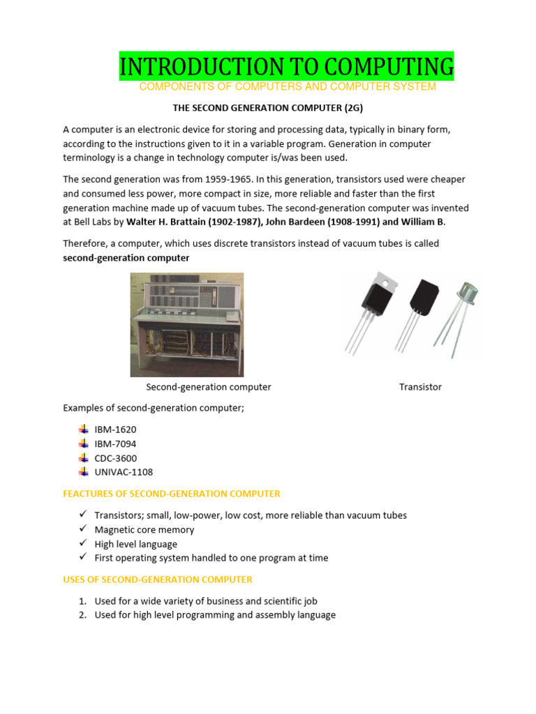Overview of Second and Third Generation Computers | PDF | Hard Disk ...