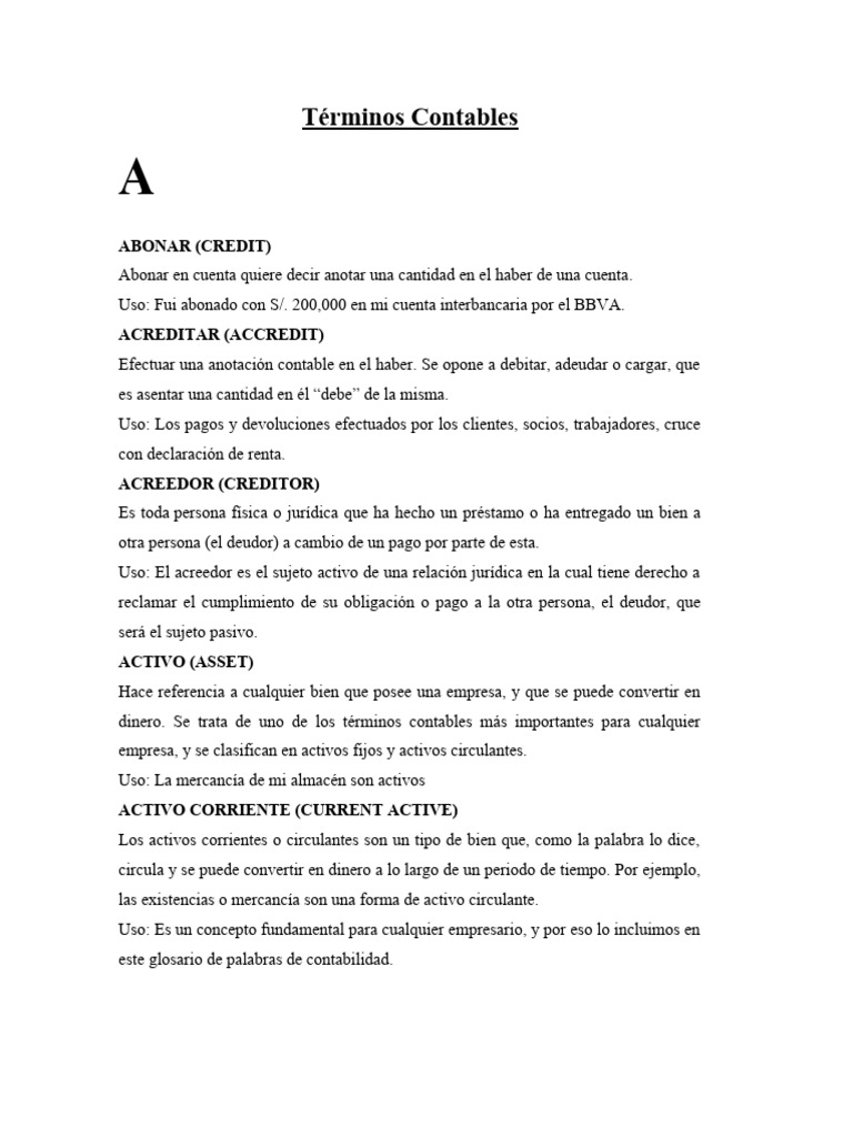 Terminos Contables Cesar | PDF | Contabilidad | Auditoría