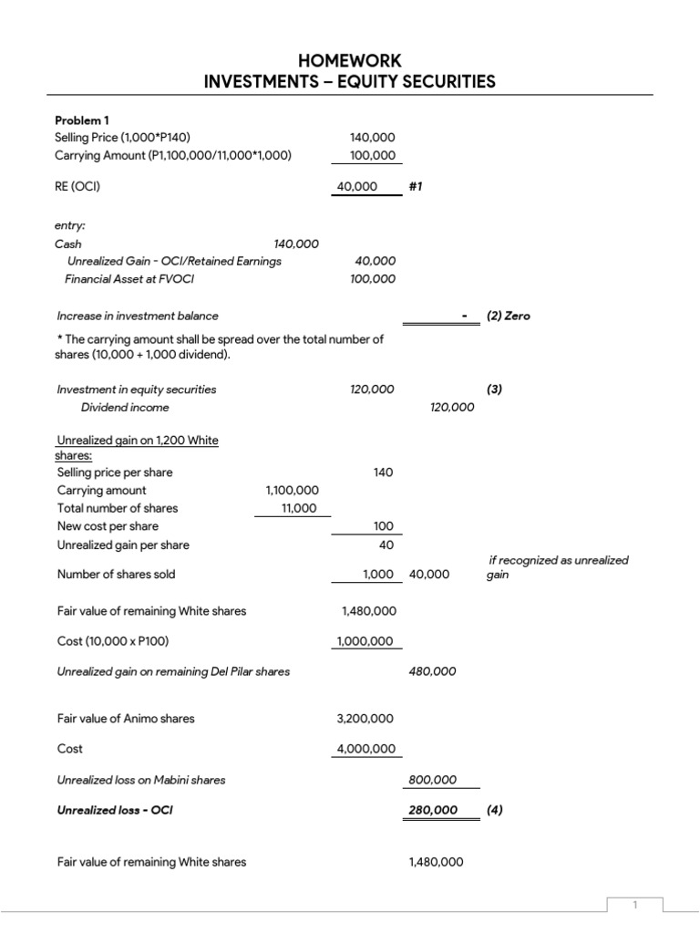 HW On Equity Securities C Solutions and Answers | PDF | Investing ...