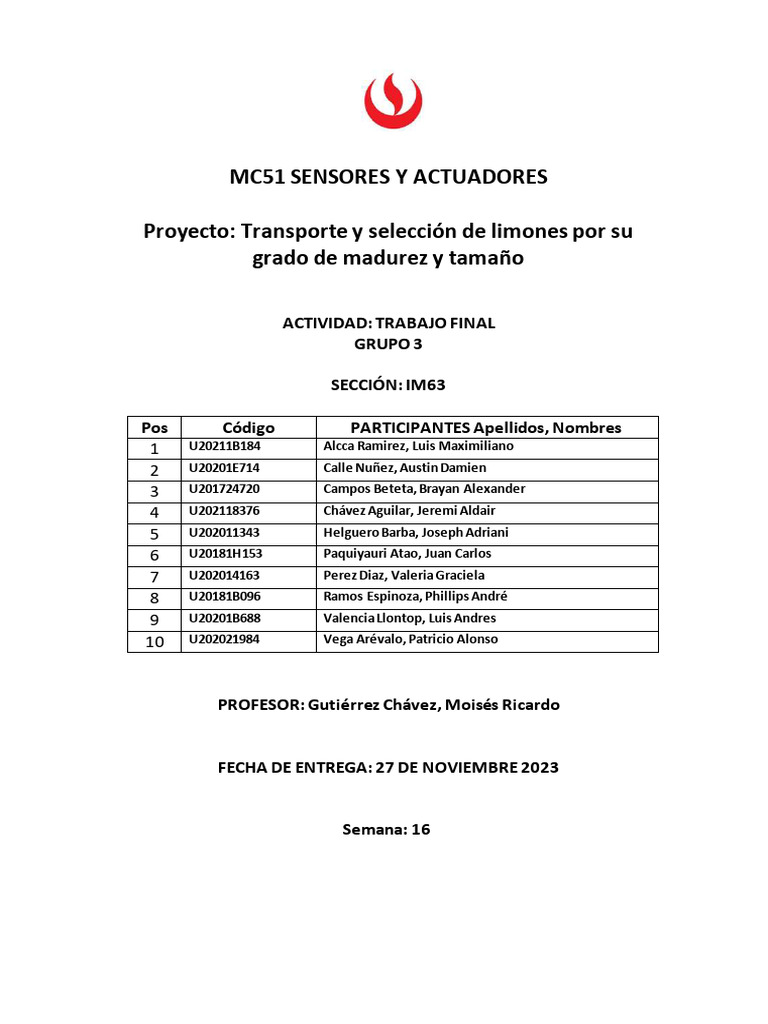 Im63 TF Informe G03 Alcca Luis 2023-02-1 | PDF | Color | Ingeniería