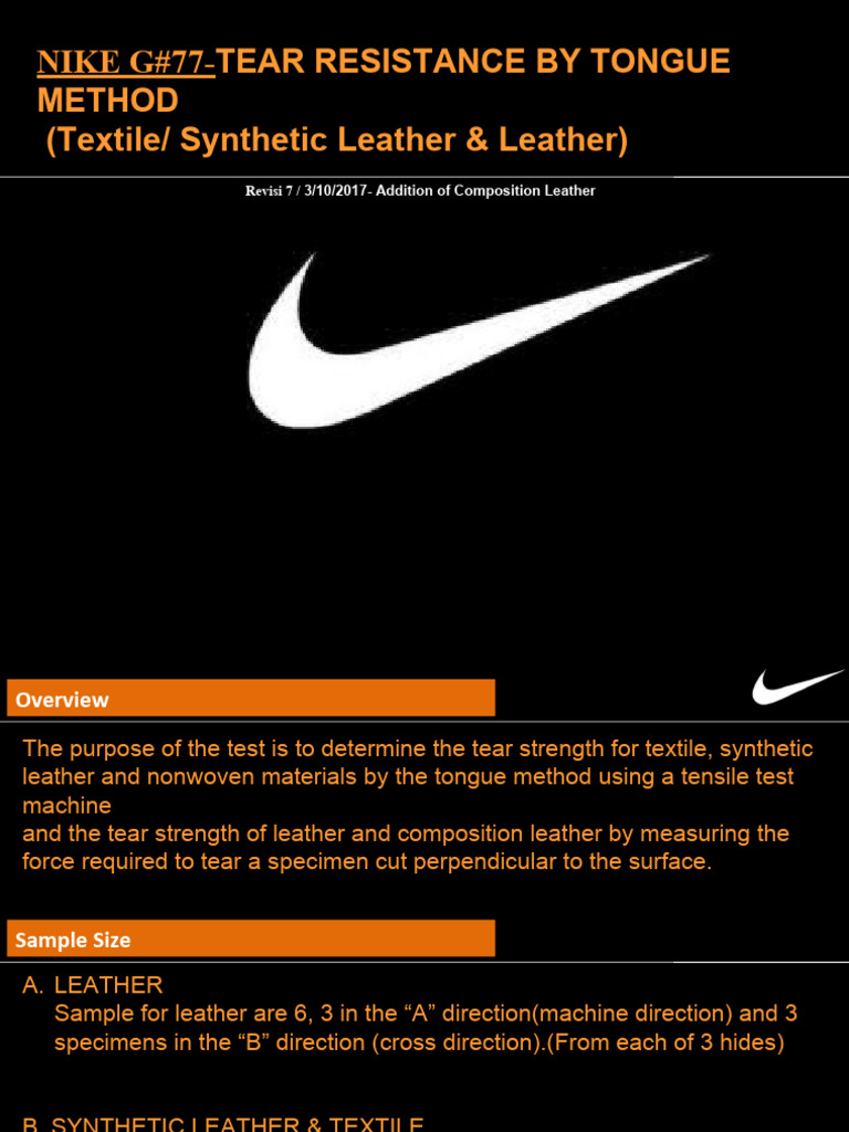 Nike Tongue Tear Resistance Testing | PDF | Textiles | Nonwoven Fabric