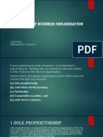 FORMS OF BUSINESS ORGANISATION - Notes