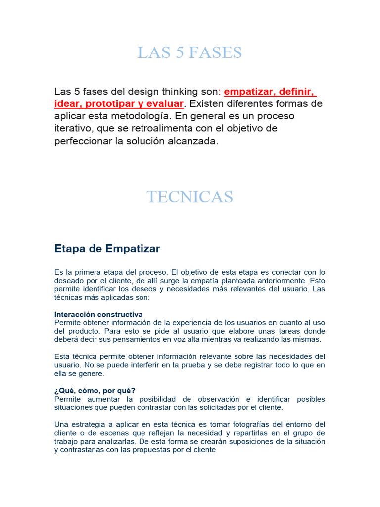 Las 5 Fases del Design Thinking | PDF | El pensamiento de diseño