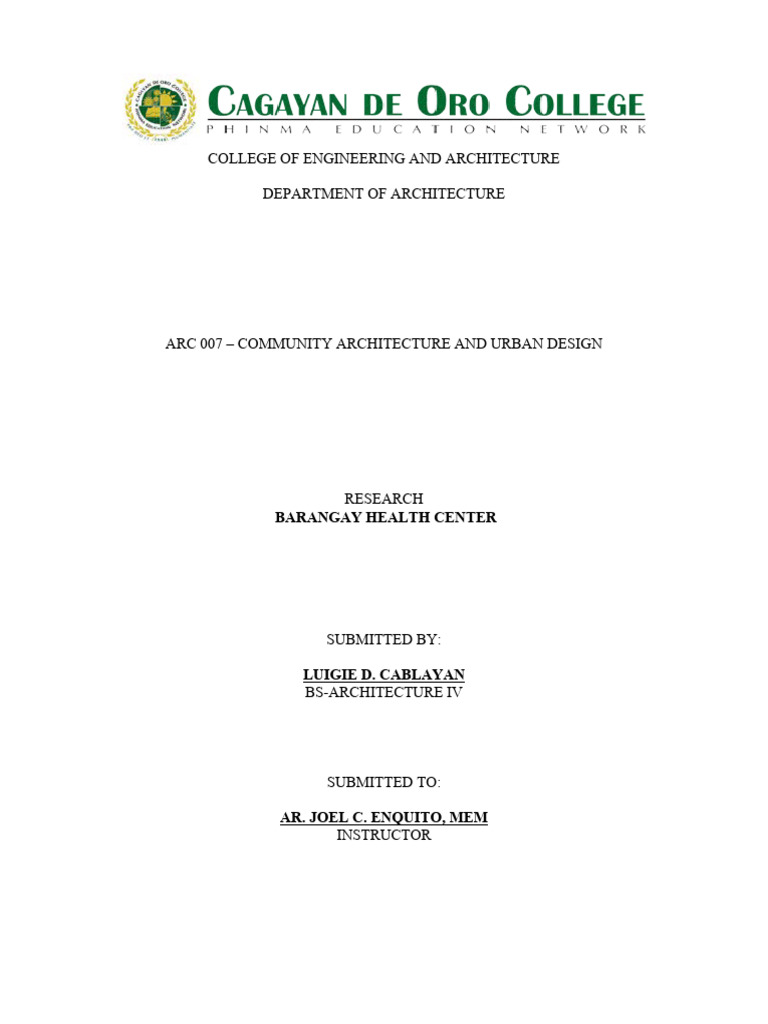 Barangay Health Center | PDF | Health Care | Hospital
