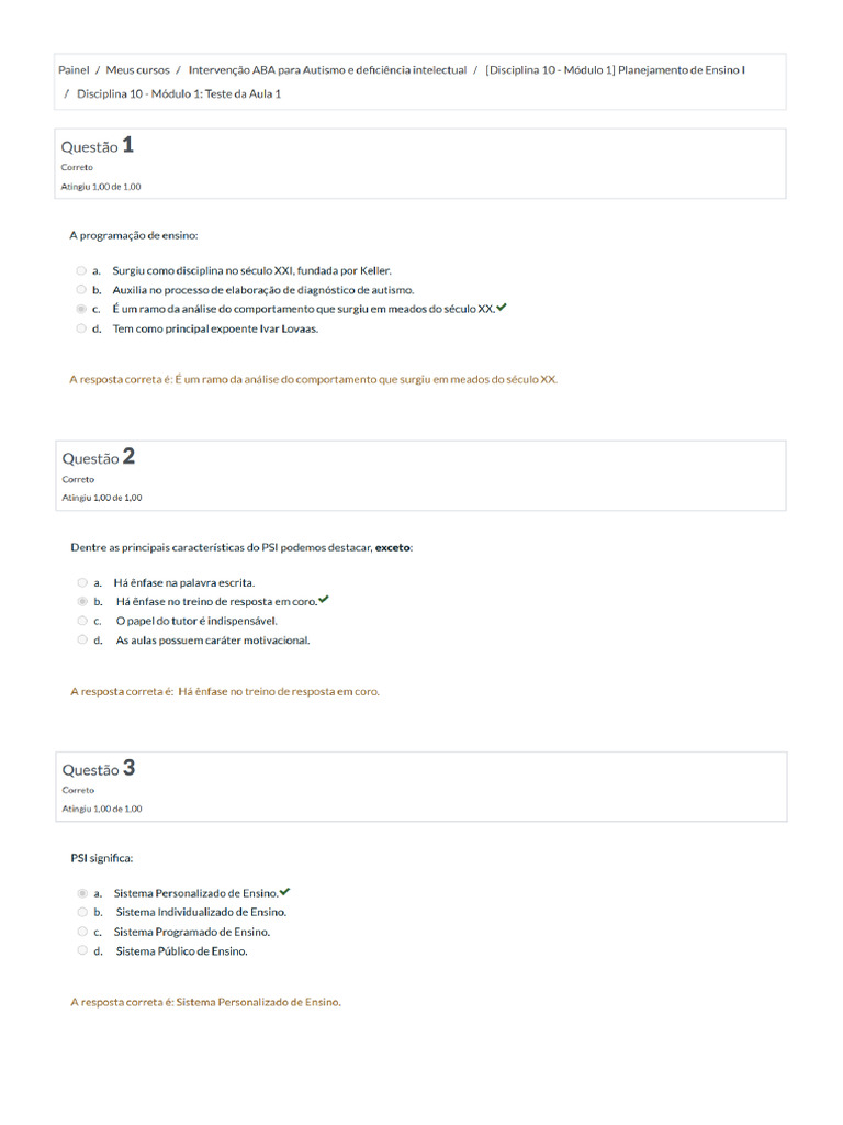 Disciplina 10 - Módulo 1 - Teste Da Aula 1 | PDF