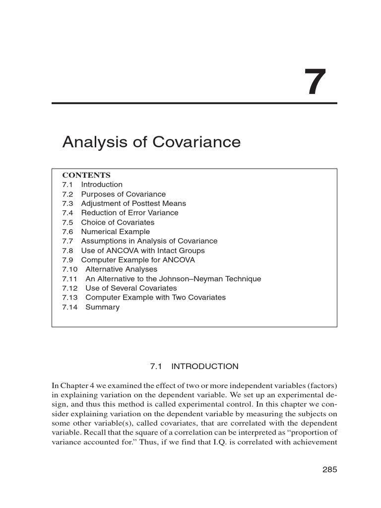 Understanding ANCOVA Assumptions | PDF | Analysis Of Covariance ...